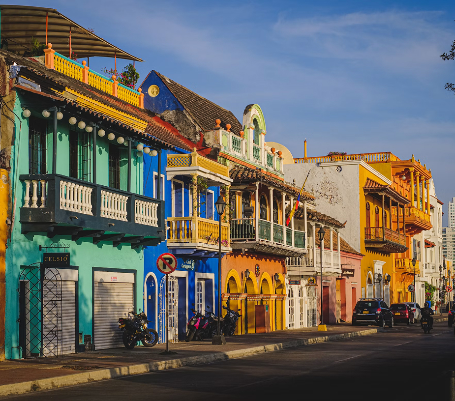 Colourful street in Cartagena