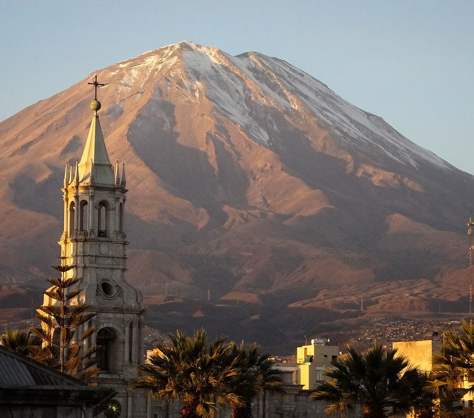 Volcano above a Peruvian city